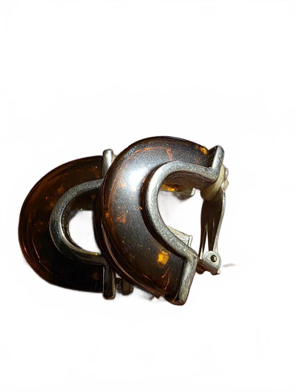 Vintage FLF Amber Bakelite Jewelry Clip-On Earrings